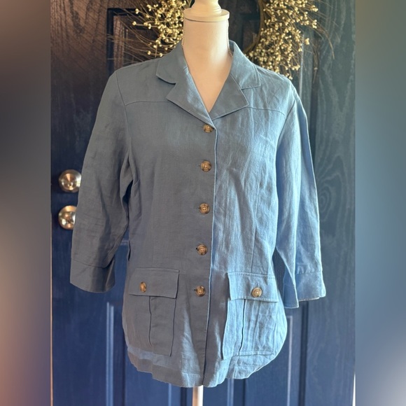Paraphrase Denim Blue Button-Up Blazer size 14 - Picture 1 of 13